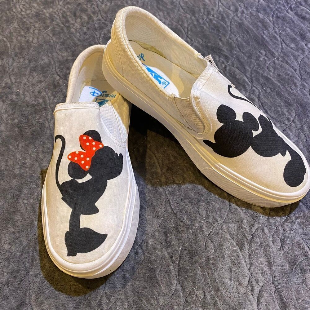Hand painted Mickey and Minnie Vans Size 7